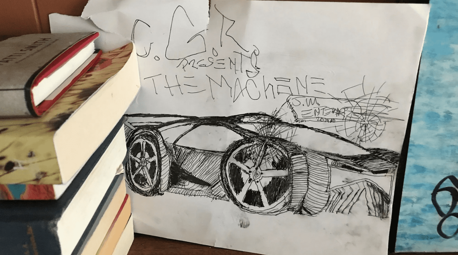 Drawing of a sports car.