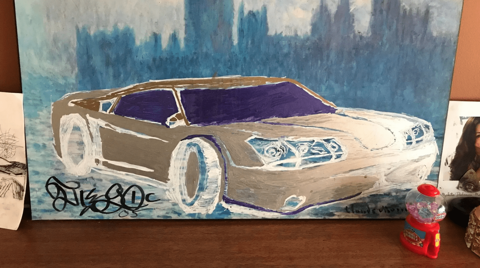 Painting of a sports car.