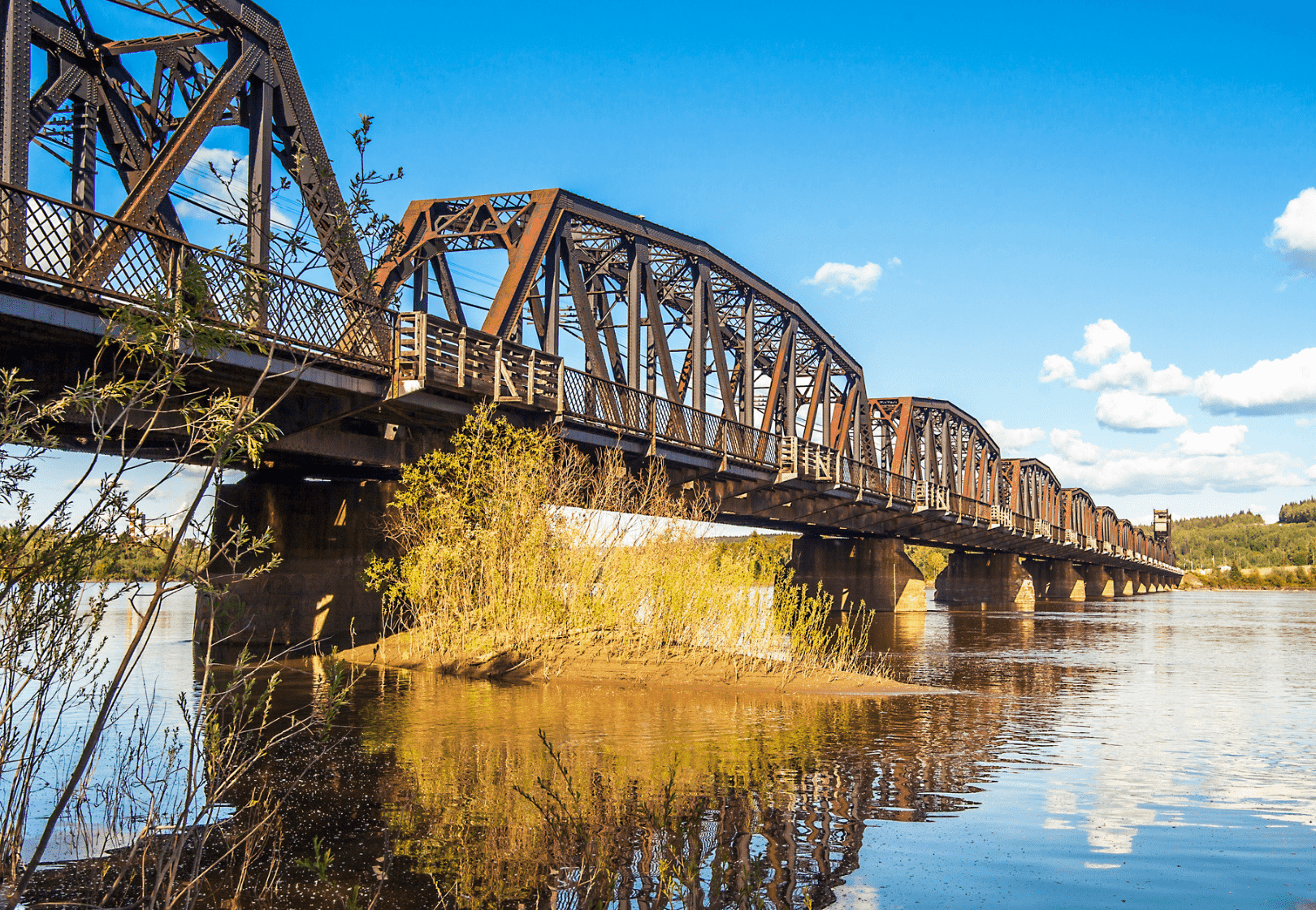 Railway bridge over the Fraser River in Prince George
