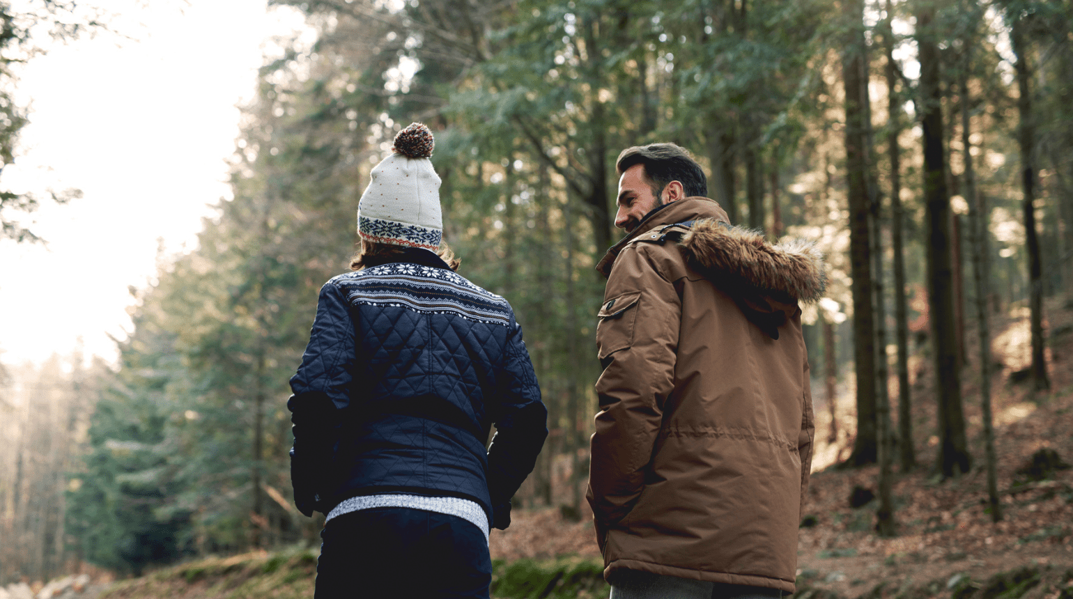 Two people on a walk in nature