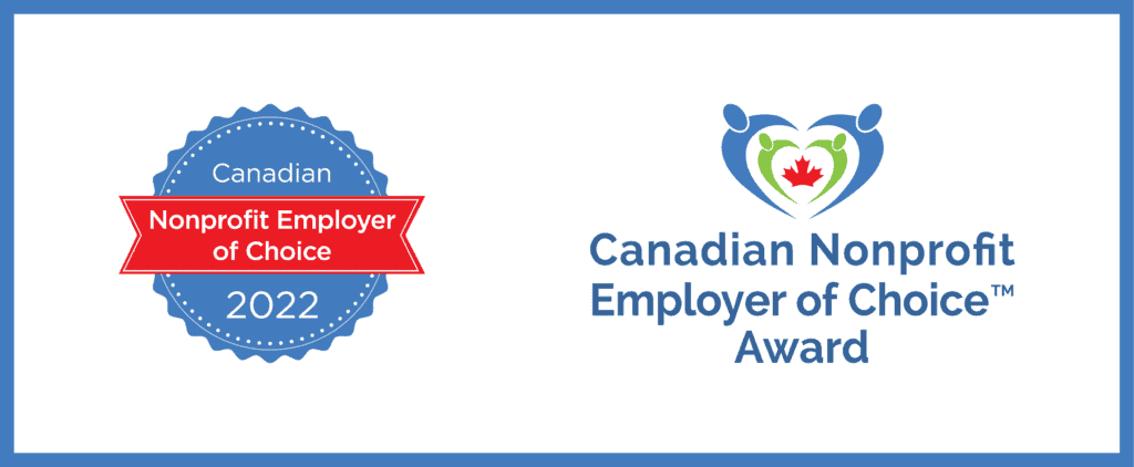 The logos for the Canadian Nonprofit Employer of Choice Award