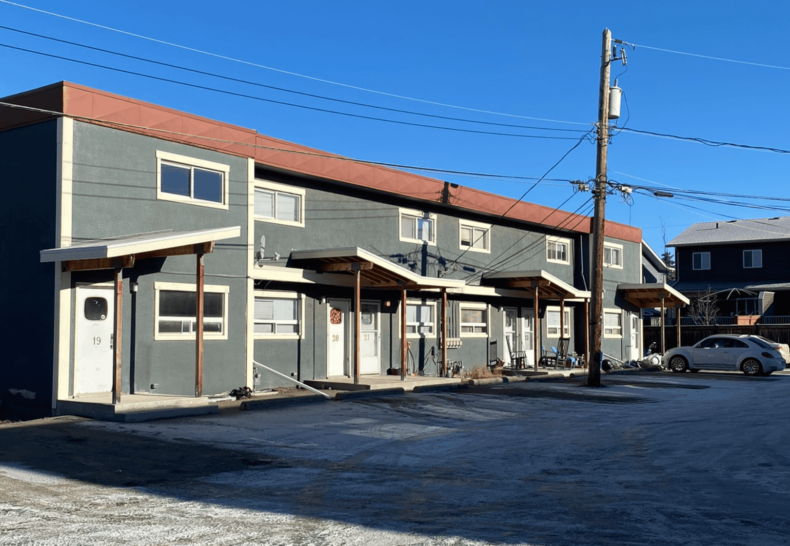 Exterior of apartment complex