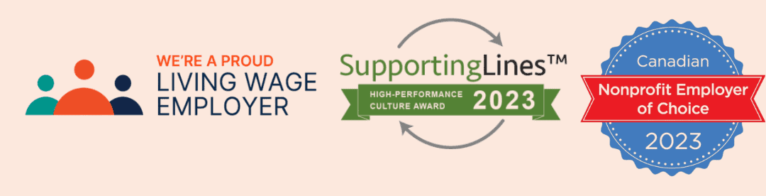 Connective employer awards and certifications. Includes Living Wage certification, and Nonprofit Employer of Choice award.